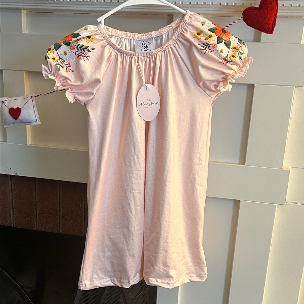 Girls Spring Pink W/Florals Dress Size 4
